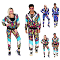 Pikkukuva 2 / 4: 80-luvun asu pari retro-verryttelypuku setti 90-luvun hiphop-kuoritakki juhla-asu miehille naisille halloween-asut Keltainen Leopardi Yellow Leopard M