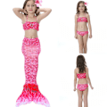 Miniatyrbillede 4 af 6: 3 stk Kid Piger Havfrue Hale Bikini Sæt Ferie Badetøj Badedragt rose red 110cm