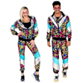 Pikkukuva 1 / 4: 80-luvun asu pari retro-verryttelypuku setti 90-luvun hiphop-kuoritakki juhla-asu miehille naisille halloween-asut Keltainen Leopardi Yellow Leopard S