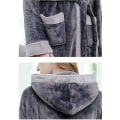 Pikkukuva 3 / 10: Flanelli Pyjama-kylpytakit Hupullinen nauhallinen yöpaita Dark Grey M