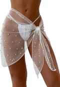 HAUFR Dame Sheer Beach Badetøj Cover Up Wrap Mini-nederdel White Solid One Size