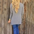 Miniatyrbild 3 av 5: Dam Stripes Poncho Fall Tofsar Slash Sjal Hem Fringe Sweater grey L