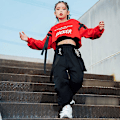 Miniatyrbild 3 av 5: Hiphopkläder för flickor Röda toppar Svarta byxor Casual Street Dance Wear Jazz Performance Kläder Hip Hop Barnkläder BL5301 3pcs 170cm