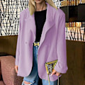 Miniatyrbillede 1 af 4: Kvinder Langærmede Business Jakker Work Cardigan Jakke Enkeltradede Blazere Light Purple M
