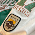 Pikkukuva 5 / 5: Varsity PU baseball-takki Kirjonta Patchwork-takkien jälkeen green L