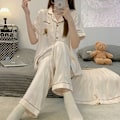 Pikkukuva 3 / 4: (Koko M) Soft Ice Silk lyhythihainen pyjamatkolmiosainen setti