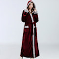 Pikkukuva 7 / 10: Flanelli Pyjama-kylpytakit Hupullinen Ace Up Yöpaita Wine Red L