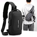Miniatyrbild 2 av 5: Herr Multifunktion Stöldskydd USB Axelväska Crossbody Bag Tra A3