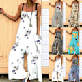 Miniatyrbillede 3 af 3: Kvinnor vida ben jumpsuits Bohemian långbyxor Grey M