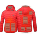 Miniatyrbilde 1 av 5: Oppvarmet jakke, Vinter utendørs Varm elektrisk oppvarming Coat, 8 varmesoner Red M