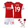 Miniatyrbillede 1 af 2: Arsenal Hjem Børn Mænd Fodboldsæt Fodboldtrøje Trænings-T-shirtdragt 21/22 AUBAMEYANG / Simth / SAKA / PEPE 19 - PEPE 16 (90-100cm)