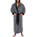 Miniatyrbilde 1 av 2: Menn Fleece Lang Morgenkåpe Hette Badekåpe Natttøy Grey Black 4XL