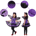 Miniatyrbild 5 av 5: Flickor Fladdermus Vampyrdräkt Barn Halloween Kläder Animal Cosplay Lila Klänning 130cm