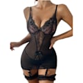 Miniatyrbild 1 av 3: Sexiga damunderkläder Spetsklänning Babydoll Underkläder Nattkläder black XL