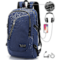 Miniatyrbild 1 av 4: Studentryggsäck USB Laddande Skolväska Ungdomsdatorväska blue