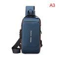 Miniatyrbild 1 av 5: Herr Multifunktion Stöldskydd USB Axelväska Crossbody Bag Tra A3
