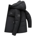 Pikkukuva 1 / 3: Paksutettu miesten syys- ja talvihupullinen valkoinen ankkauntuvatakki black 180-XL