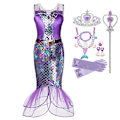 Miniatyrbild 1 av 3: Lilla sjöjungfrun Ariel Prinsessan Kostym Barnklänning För tjejer Cosplay Barn Karneval Födelsedagsfest Kläder Sjöjungfruklänning 9-10T(size 150) 10pcs Mermaid Sets6
