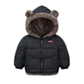 Miniatyrbillede 1 af 5: Baby vinter tyk varm jakke sherpa fleece hættefrakke black 110cm