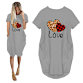 Miniatyrbillede 1 af 10: Kvinder elsker hjertesommer T-shirtkjole til Valentinsdag Grey 4XL