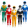 Miniatyrbild 1 av 3: Vuxna barn Power Rangers Mighty Morphin Cosplay Jumpsuit Party Fin kostym Black 160
