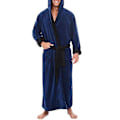 Miniatyrbilde 1 av 3: Menn Fleece Lang Morgenkåpe Hette Badekåpe Natttøy Dark Blue Black 4XL