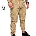 Pikkukuva 3 / 5: Miesten taskuhousut Rennot joustavat string-pitkät housut Khaki M
