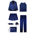 Miniatyrbild 1 av 11: Kvinnor Enfärgad Pyjamas Set Knappar Design nattkläder Navy Blue XL