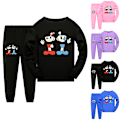 Pikkukuva 2 / 3: 2kpl Kid Pyjamas Cuphead Line pitkähihainen villapaitasetti yöasu black 150cm