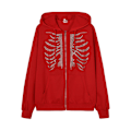 Miniatyrbillede 2 af 5: Dame Street Reversible Hætte lynlås Rhinestone sweater red L