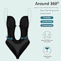 Miniatyrbillede 2 af 2: Kvinder Rygløs Body Shapewear U Plunge Sømløs String Plunge Dyb V-hals Body Shaper Til Bryllup V Beige S(32)