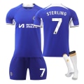 Miniatyrbilde 1 av 2: 23-24 Ny Chelsea hjemmeskjorte for voksne og barn sett NO.7 STERLING 1 1 NO.7 STERLING 26