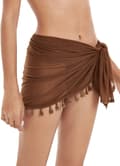 HAUFR Dame Sheer Beach Badetøj Cover Up Wrap Mini-nederdel Brown Medium
