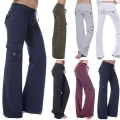 Miniatyrbillede 1 af 3: Dame stretch højtalje yogabukser Casual løse sportsbukser wine red M
