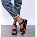 Miniatyrbillede 4 af 5: Sommer chunky sandaler til kvinder med tyk sål Strappy Flatforms Sko Red Brown EU 41