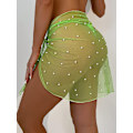 Pikkukuva 2 / 4: HAUFR naisten läpinäkyvä rantauimahousu Cover Up Wrap minihame Lime Green One Size