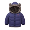 Miniatyrbillede 1 af 5: Baby vinter tyk varm jakke sherpa fleece hættefrakke navy blue 100cm