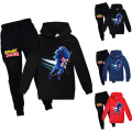 Miniatyrbild 2 av 3: Barn Pojkar Sonic The Hedgehog Hoodie Toppar+ Byxor Kostymer Träningsoverall black 120cm