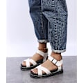 Miniatyrbillede 3 af 5: Sommer chunky sandaler til kvinder med tyk sål Strappy Flatforms Sko White EU 42