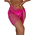 Pikkukuva 1 / 4: HAUFR naisten läpinäkyvä rantauimahousu Cover Up Wrap minihame Hot Pink One Size