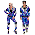 Pikkukuva 1 / 4: 80-luvun asu Pariskunta Retro Verryttelypuku Setti 90-luvun Hip Hop Kuoritakki Juhlapuku Miehille Naisille Halloween-vaatteet Starlight Starlight 2XL