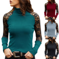 Pikkukuva 3 / 10: adies Naisten joustava Slim Fit T-paita Tavalliset paidat Topit Black L