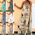 Miniatyrbilde 3 av 3: Kvinnor vida ben jumpsuits Bohemian långbyxor Sky Blue S