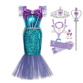 Miniatyrbild 1 av 3: Lilla sjöjungfrun Ariel Prinsessan Kostym Barnklänning För tjejer Cosplay Barn Karneval Födelsedagsfest Kläder Sjöjungfruklänning 9-10T(size 150) 10pcs Mermaid Sets5