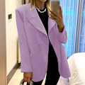 Miniatyrbillede 4 af 4: Kvinder Langærmede Business Jakker Work Cardigan Jakke Enkeltradede Blazere Light Purple S