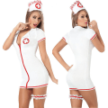 Pikkukuva 1 / 5: Koti Cosplay Sairaanhoitaja univormu Vetoketju Seksikäs haalari naisille White One size