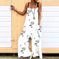 Miniatyrbillede 1 af 3: Kvinnor vida ben jumpsuits Bohemian långbyxor White L