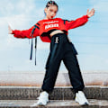 Miniatyrbild 4 av 5: Hiphopkläder för flickor Röda toppar Svarta byxor Casual Street Dance Wear Jazz Performance Kläder Hip Hop Barnkläder BL5301 3pcs 170cm