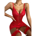 Miniatyrbild 1 av 3: Sexiga damunderkläder Spetsklänning Babydoll Underkläder Nattkläder red 3XL