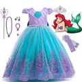 Miniatyrbild 1 av 3: Lilla sjöjungfrun Ariel Prinsessan Kostym Barnklänning För tjejer Cosplay Barn Karneval Födelsedagsfest Kläder Sjöjungfruklänning 9-10T(size 150) 10 pcs Mermaid Sets